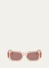 Prada Rectangle Acetate Sunglasses In Lite Brown