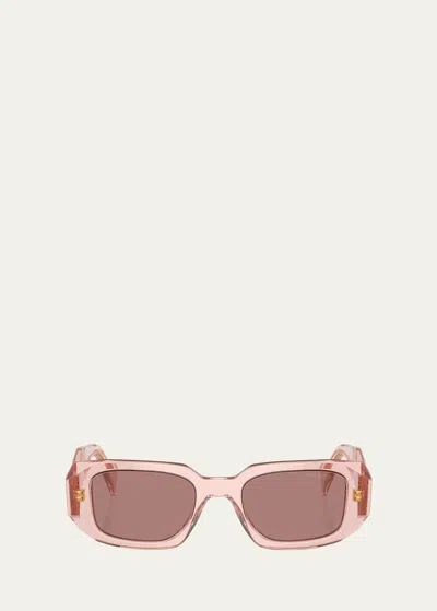 Prada Rectangle Acetate Sunglasses In Lite Brown