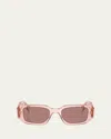 Prada Rectangle Acetate Sunglasses In Lite Brown