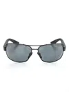 Prada Rectangle-frame Logo-print Sunglasses In Black