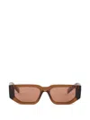 Prada Rectangle-frame Logo Sunglasses In Brown