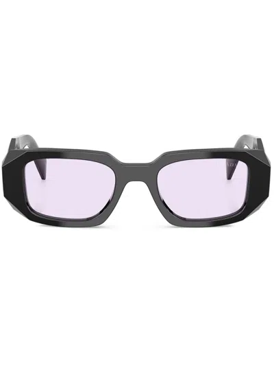 Prada Geometric Rectangle Acetate Sunglasses In Black