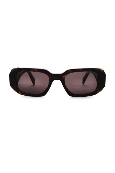 Prada Rectangle Frame Sunglasses In Brown Tortoise
