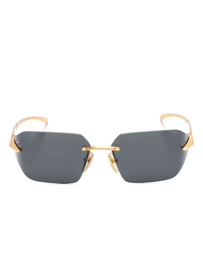 Prada Rectangle-frame Sunglasses In Gold