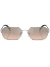 Prada Metal Rectangular Sunglasses In Silver