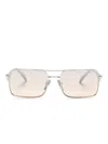 Prada Enamel Logo-detailed Tinted Sunglasses In Silver