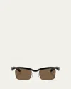 Prada Rectangle Semi-rimless Plastic Sunglasses In Black
