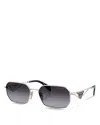 Prada 58mm Gradient Rectangular Sunglasses In Silver