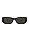 Prada Acetate Rectangle Pr14ys Sunglasses In Black & Dark Grey