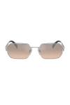Prada Geometric Steel Rectangle Sunglasses In Silver & Mirror Light Brown