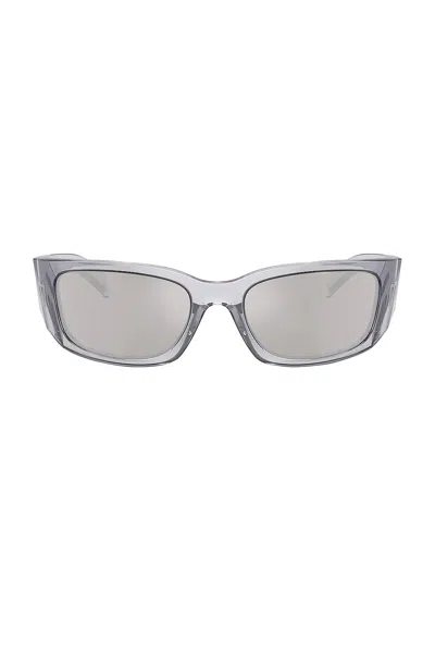 Prada Rectangle Sunglasses In Transparent Silver