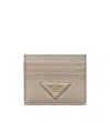 Prada Rectangular Card Holder In Clay Gray