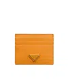 Prada Saffiano Leather Card Holder In Orange