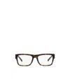 Prada Rectangular Frame Logo Glasses In Brown