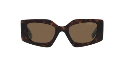 Prada Rectangular Frame Sunglasses In Brown