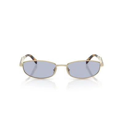Prada Rectangular Gold-tone Metal Frame Sunglasses With Tortoiseshell Temples In Multi