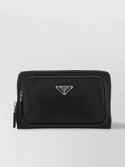 Prada Rectangular Leather Crossbody Bag In Black