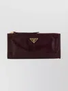 Prada Rectangular Leather Pouch For Cards And Essentials In Burgundy