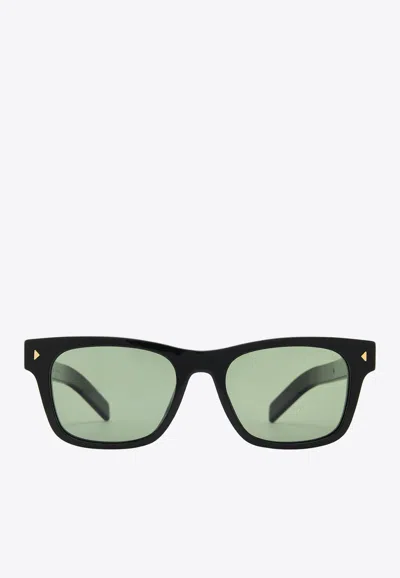 Prada Rectangular Logo Sunglasses In Green