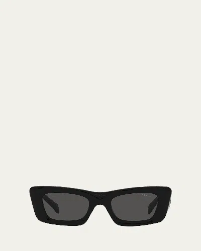 PRADA RECTANGULAR MARBLE ACETATE CAT-EYE SUNGLASSES