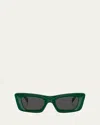 Prada Rectangular Marble Acetate Cat-eye Sunglasses In Green
