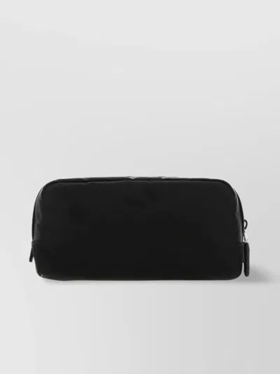 Prada Rectangular Re-nylon Beauty Case With Saffiano Leather In Black