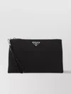 Prada Triangle Logo Re-nylon And Saffiano Leather Envelope Pouch
