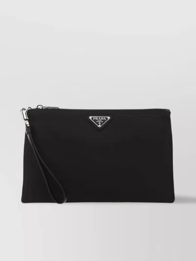 PRADA RECTANGULAR RE-NYLON CLUTCH WITH DETACHABLE WRIST HANDLE