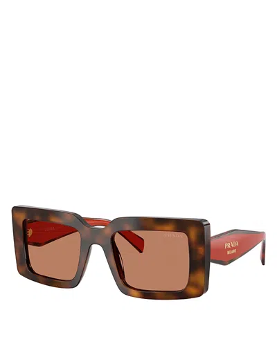 Prada Rectangular Sunglasses, 53mm In Brown