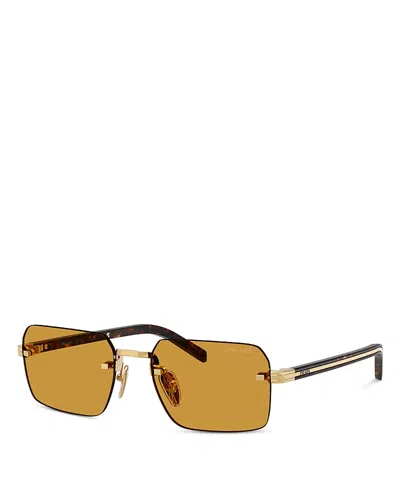 Prada Rectangular Sunglasses, 55mm In Gold
