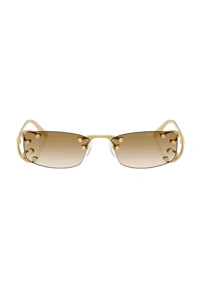 Prada Rectangular Sunglasses In Gold