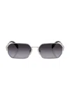 Prada 58mm Gradient Rectangular Sunglasses In Silver