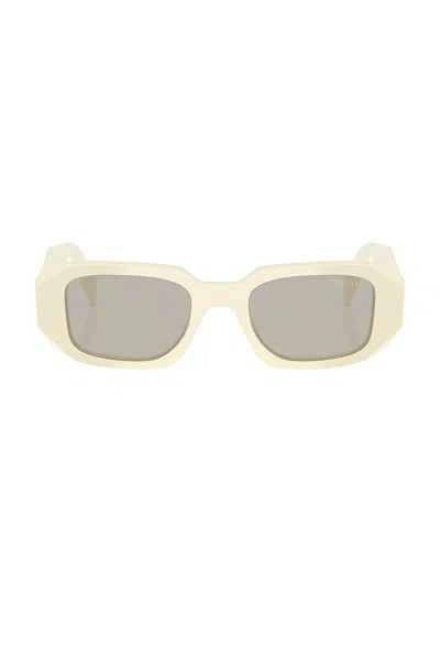 Prada Rectangular Sunglasses In White Milk