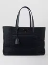 Prada Rectangular Tote Bag Top Handles Front Pocket In Black