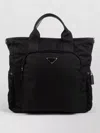 Prada Rectangular Tote Bag Top Handles Side Pockets In Black