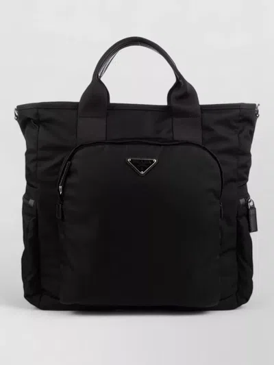 PRADA RECTANGULAR TOTE BAG TOP HANDLES SIDE POCKETS
