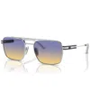Prada Rectangular Unisex Sunglasses, Pr 67zs In Silver-tone