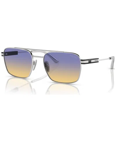 Prada Rectangular Unisex Sunglasses, Pr 67zs In Silver-tone