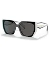 Prada Pr 15ws 1ab5z1 Geometric Polarized Sunglasses In Black,talc