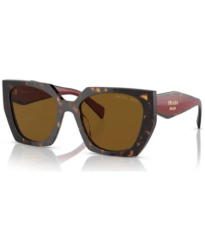 Prada Low Bridge Round Women's Sunglasses, Pr 19zs In Tortoise