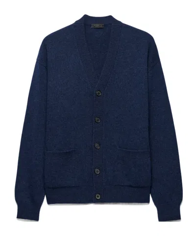 Prada Recycled Cashmere Cardigan In Indigo