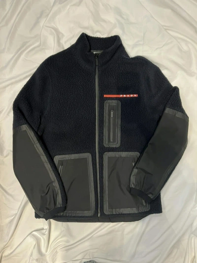 Pre-owned Prada Recycled Fleece Technical Jacket In Black