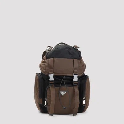Prada Recycled Nylon Backpack 26x35x14.5 Cm In Black