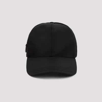 Prada Recycled Nylon Baseball Cap In Black