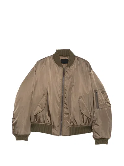 Prada Recycled Nylon Bomber Jacket In Neutral