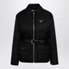 Prada Re-nylon Down Jacket With Belt In Black
