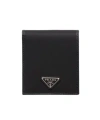 Prada Bi-fold Logo Re-nylon Wallet In Black
