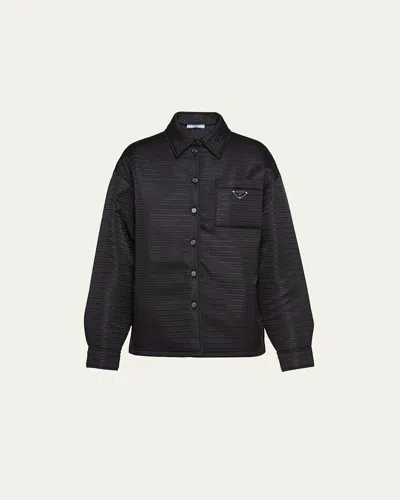 Prada Recycled Nylon Logo-print Padded Shirt In Nero