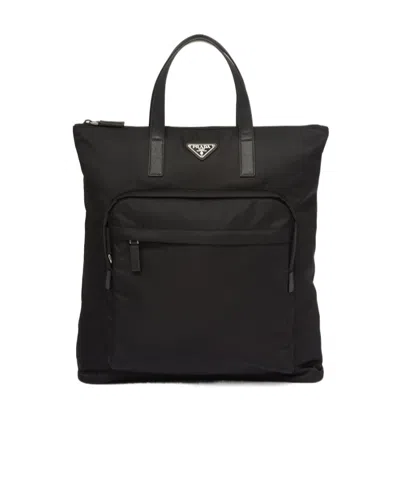 PRADA PRADA RE-NYLON LOGO PLAQUE BACKPACK