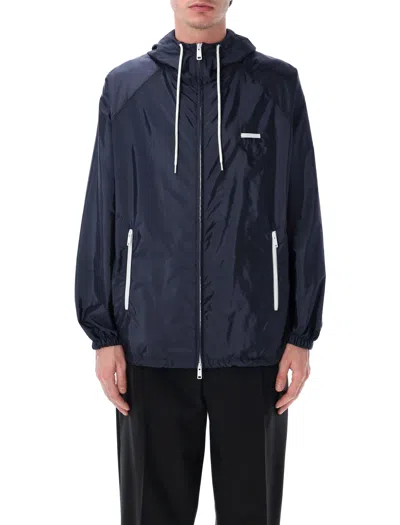 Prada Recycled Polyamide Fall Winter Coat For Men In Blue